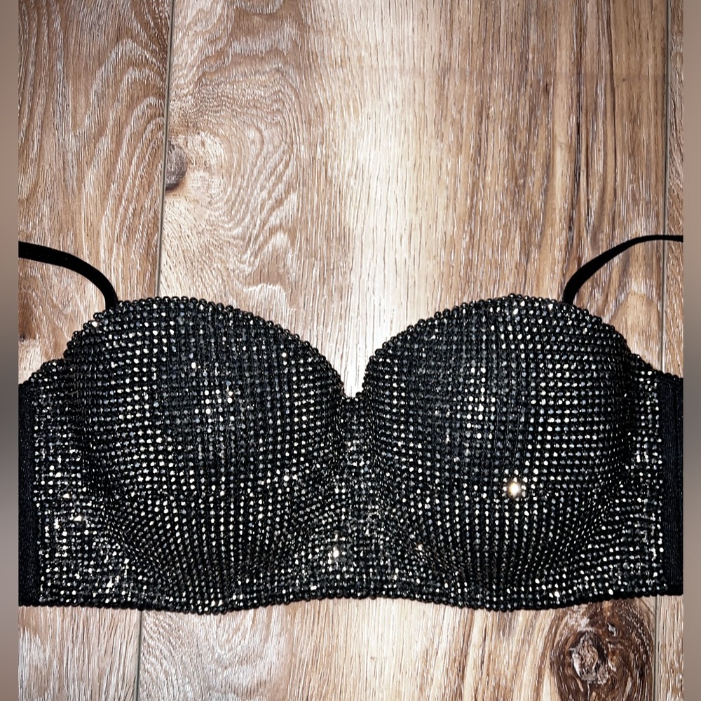 Windsor When The Party Calls Rhinestone bra Crop Top